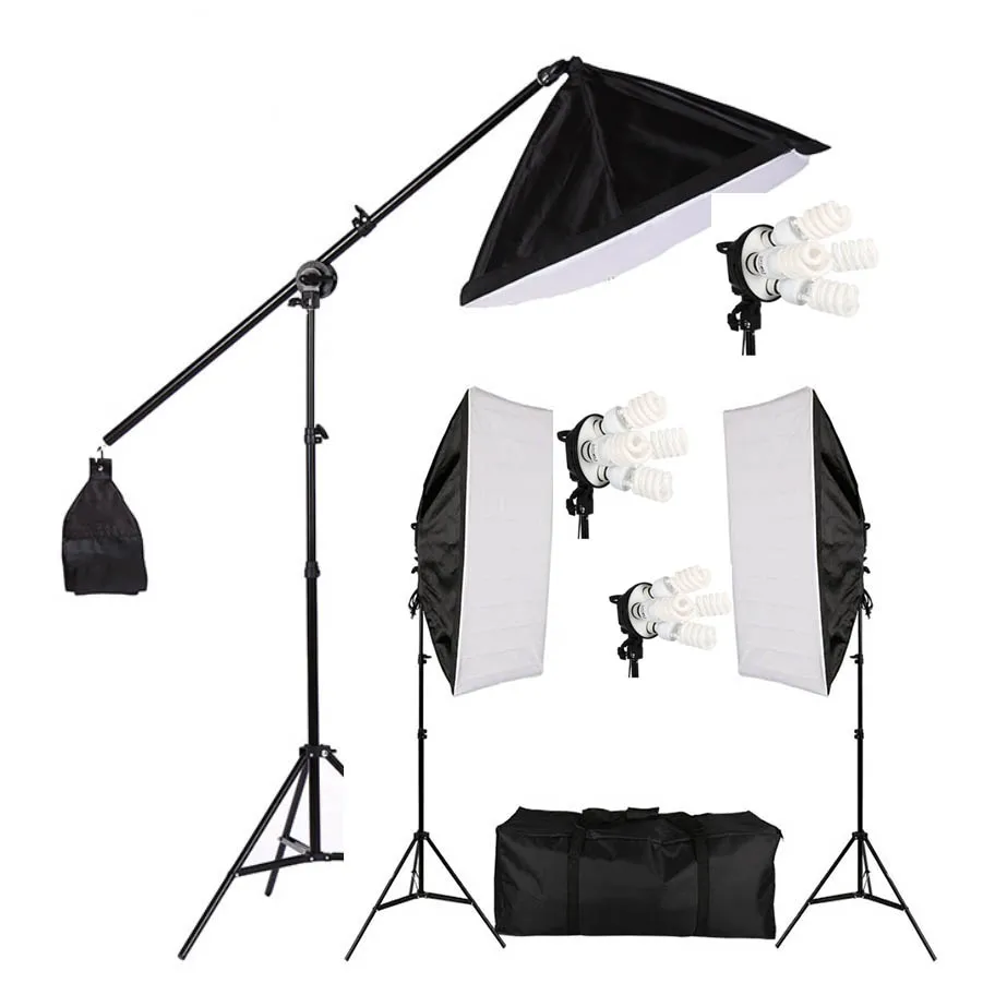 Photo Studio Equipment 3x 50x70cm Reflectors and 12 x E27 Socket 5500K 45W Bulbs lighting soft boxes