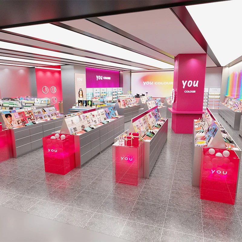 store storage makeup shelf metal beauty products display shelves cabinet retail showcase shelf cosmetics display stand rack