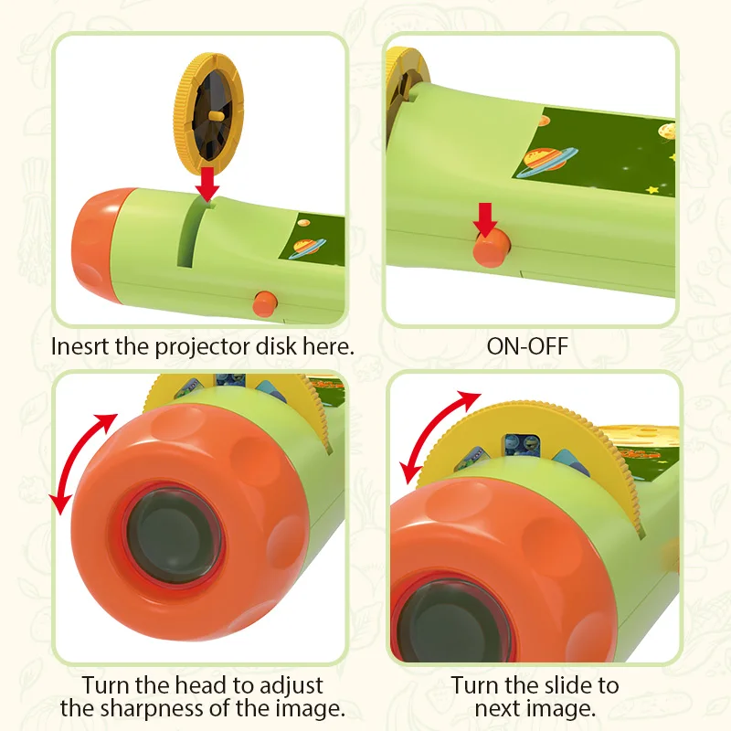 2023 New Torch Projector Projection Lighting, Education Torches Light Toy, Children Projector Toys