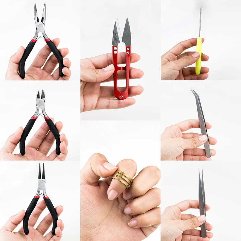 8PCS Stainless Jewelry making Tools Set Plier Round Nose Plier Scissor Tweezers Beading Tool Kit for bracelet Necklace DIY