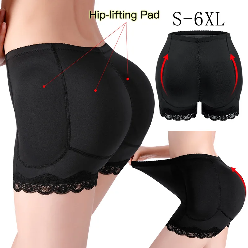 6XL Seamless Women Plus Size Lace Hip-lifting Bubble Butt Sponge Mat Butt-lifting Pants Hip Lift Pad Shapers Shapewear with Pads