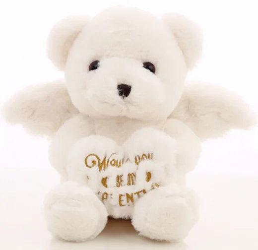 White angel teddy bear cute plush valentine angel teddy bear