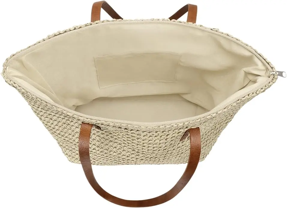 CHIC DIARY Woman Knitted Tote Bag Hand-woven Straw Shoulder Bag Summer net Beach Tote Pures