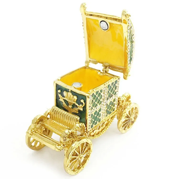 2020 Gold carriage trinket box wedding jewely ring box bejeweled trinket box bling crystal jewelry birthday gifts