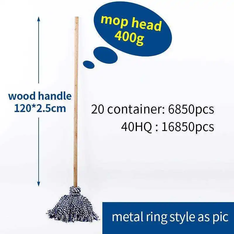 China Factory Sales Household Items Cleaning Accessories Clean Tools White And Blue Cotton Microfiber Mop With Wooden Handle