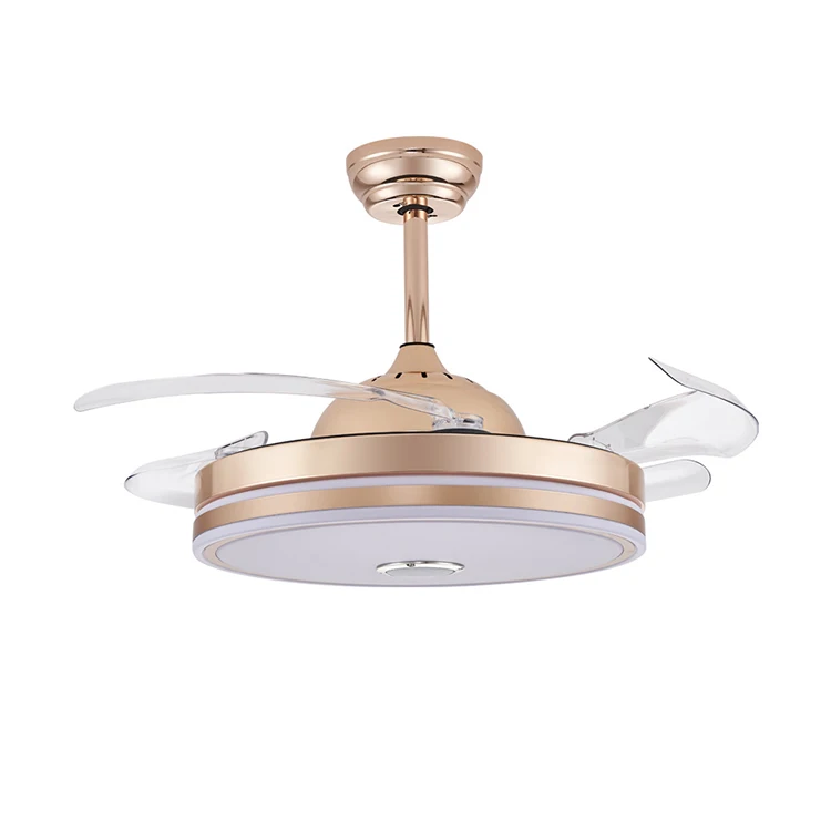 Custom dazzling RGB music invisible fan lamp restaurant fan chandelier and ceiling fan with light lamp
