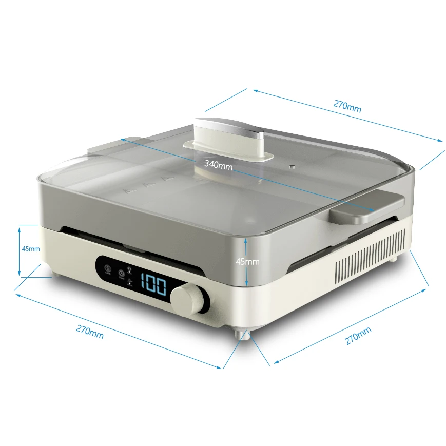 Electric Induction Cooker Cooktop Hob With Cast Aluminium Hotplate Pan and Lid