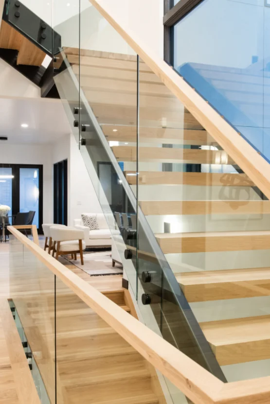 Double Plate Stainless Steel Stair Stringer Wood Stair Tread Indoor