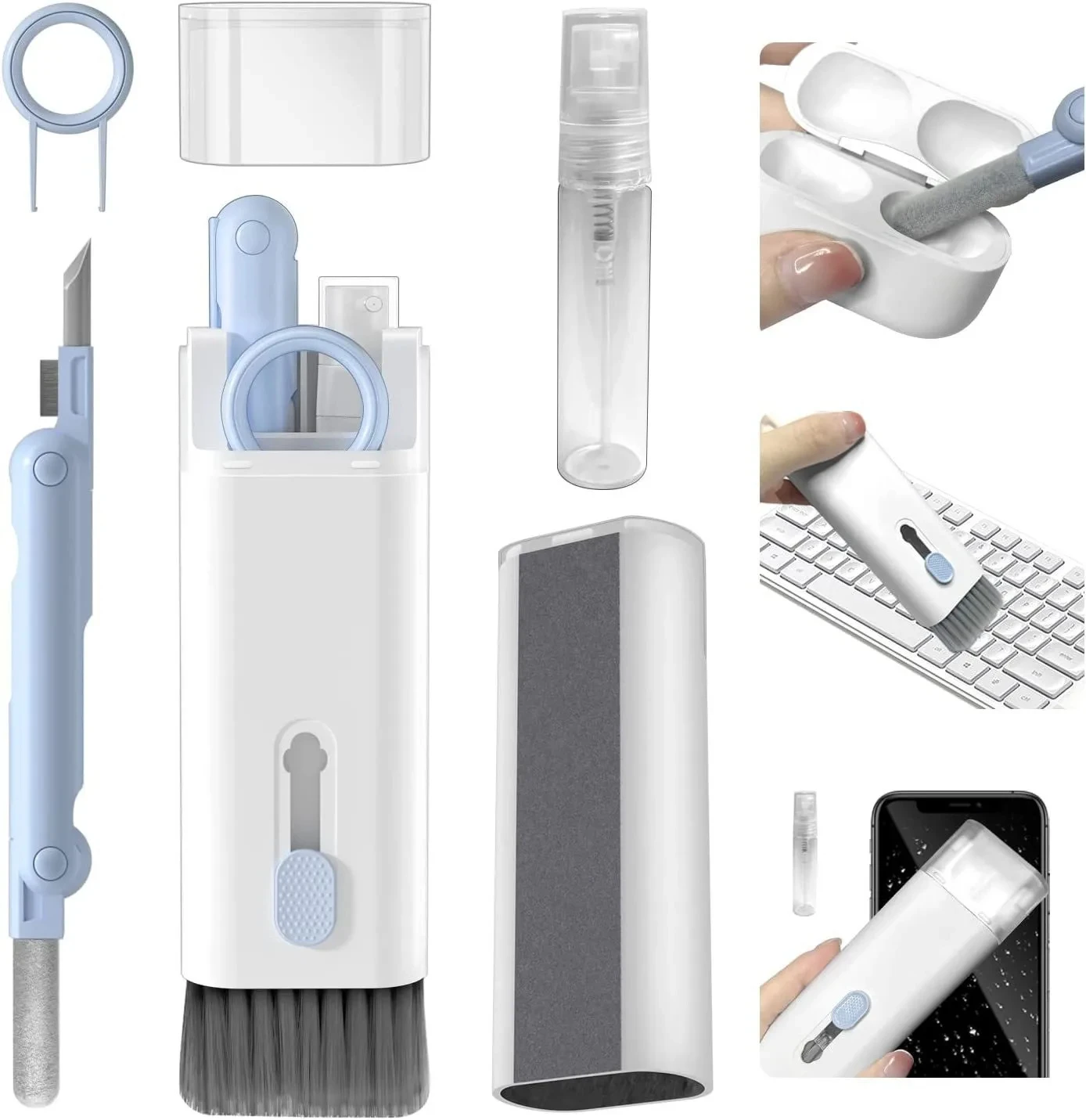 7-in-1 Computer Keyboard Cleaner Brush Kit Earphone Cleaning Pen For Headset iPad Phone Cleaning Tools Cleaner