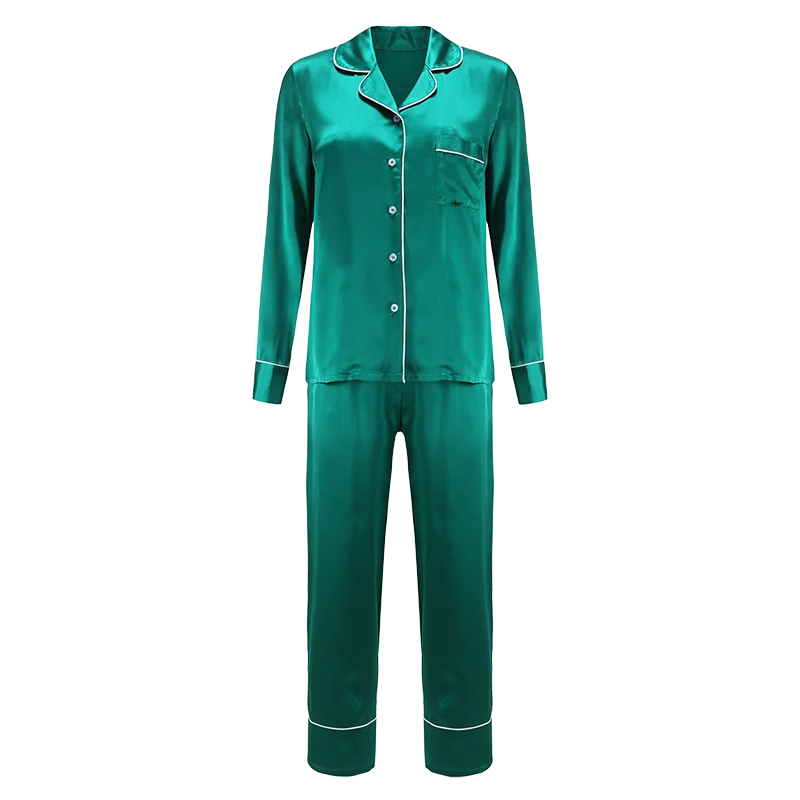 
Custom Wholesale High Quality Luxury 100% Real Pure Mulbery Silk Pajama Set Women 2 Piece Silk Pajamas 