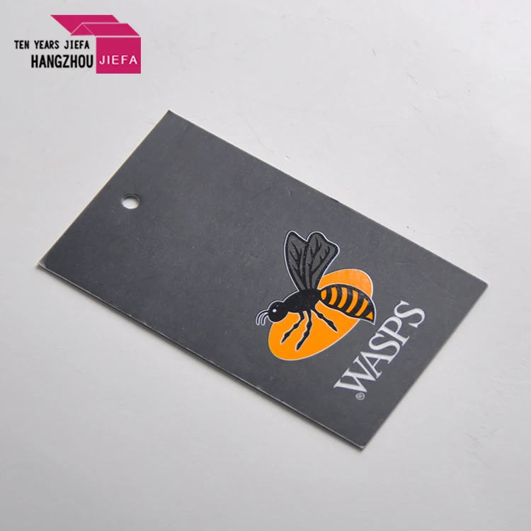 High Quality Black Hang Tag With Gold Logo Coated Paper Small Size For Clothing