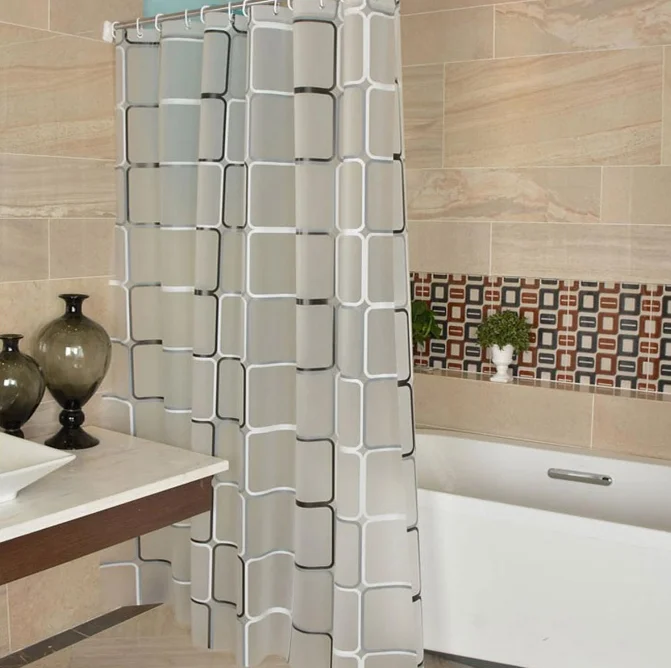 Custom Personalized Digital Printing Shower Curtain Fabric Solid Color Bathroom Shower Bath Curtain Film