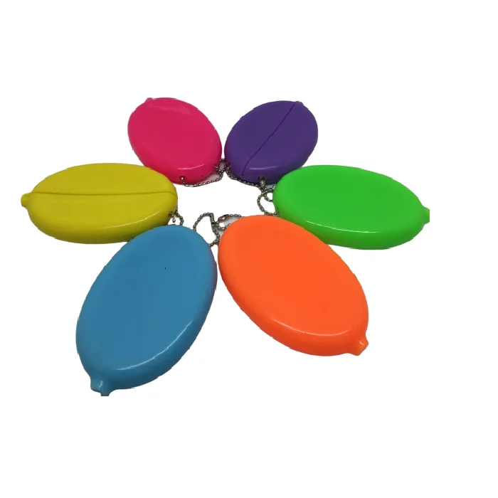 Пользовательский овальный ПВХ брелок Карманный резиновый Сжимаемый Кошелек для монет