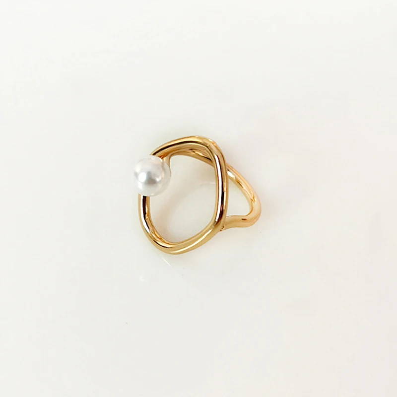 Round Irregular Gold Rings for Women Dainty Faux Pearl Ring Minimalist Rings Jewelry Wholesale Romantic Gifts