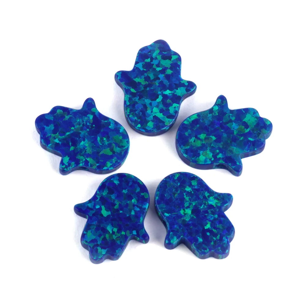 Fashion Jewelry 5x7mm~12x14mm OP27 Blue Bello Opal Hamsa Hand Shape Lab Created Synthetic Fire Opal