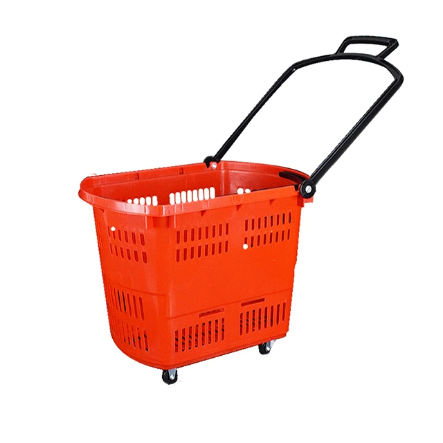 45L PP Handle Supermarket Plastic Shopping Basket For Grocery And Vegetables