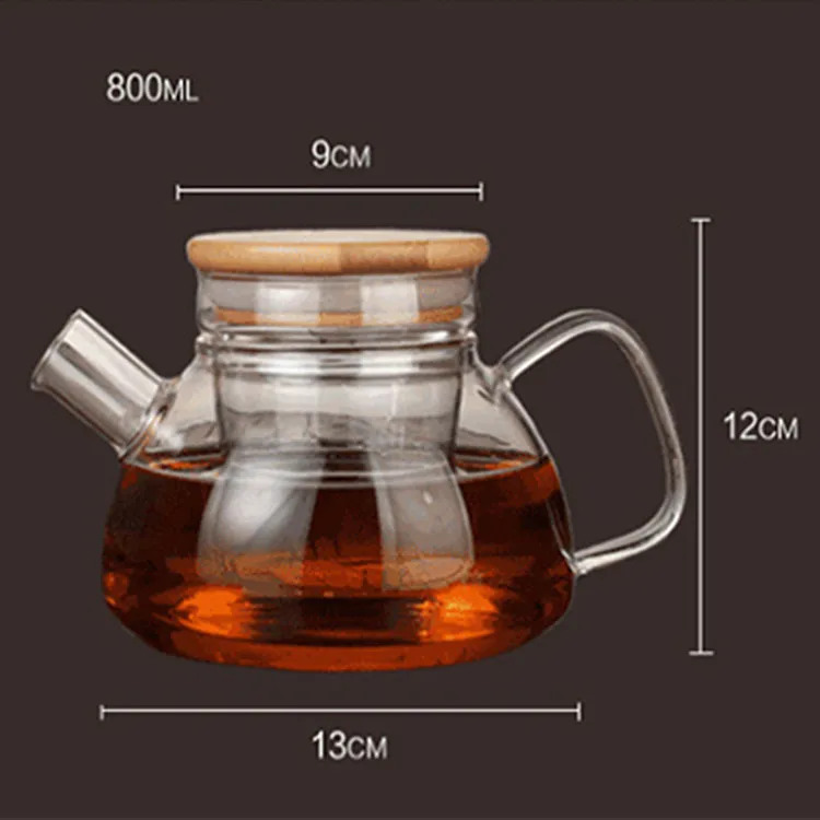 800ml Multifunctional Glass Teapot for Making Tea and Boiling Tea Glass Pot for Electromagnetic Oven Glass Pot for Gas Stove