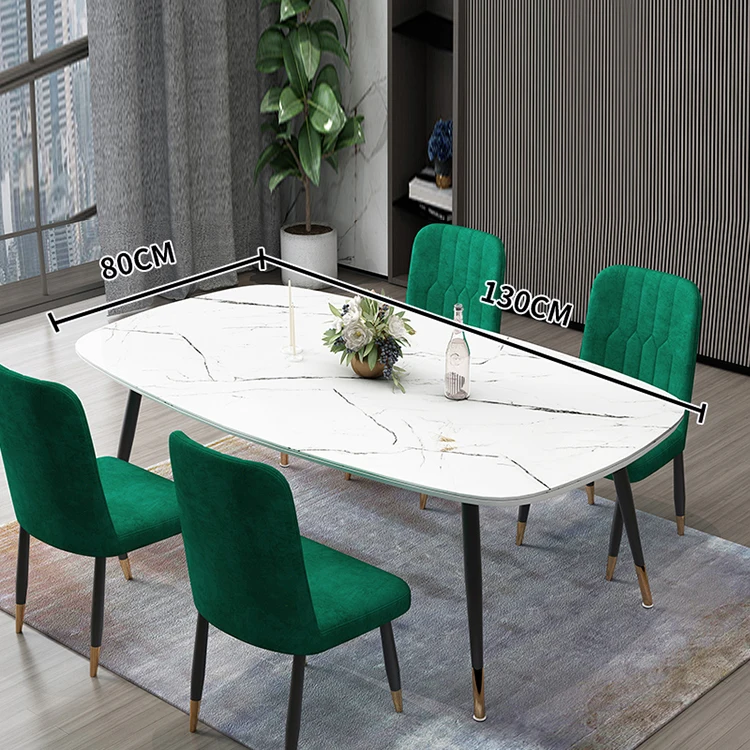 
Italian Luxury Design Marble Top Wood Frame 4 Seater Dining Table Set 