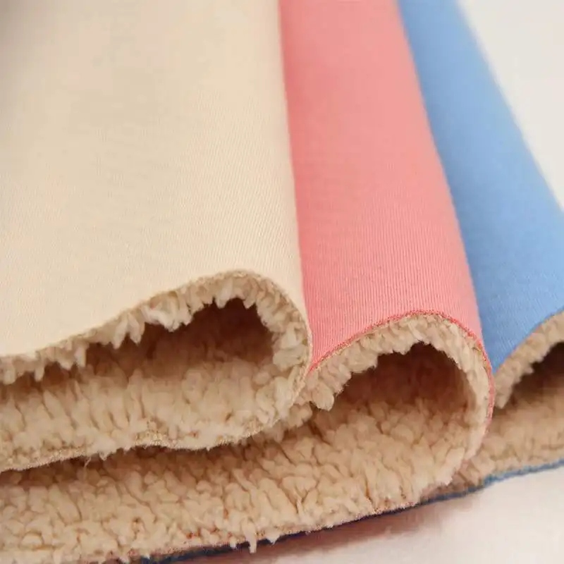 knitted Fabric Manufacturer Winter Soft Warm Interlock Bonded Sherpa 100% polyester Sherpa Fleece Velvet Fabric for Child Coat