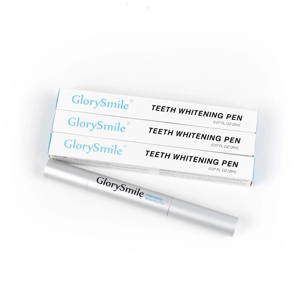 GlorySmile 2ml Peroxide/ No Peroxide Aluminum Matt Silver Teeth Whitening Pens with Boxes Wholesale