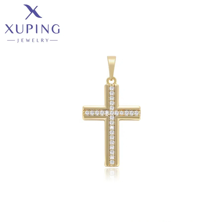 X000698250 Xuping ювелирные изделия 14K позолоченный кулон оптом циркон крест Простые Ювелирные Медный