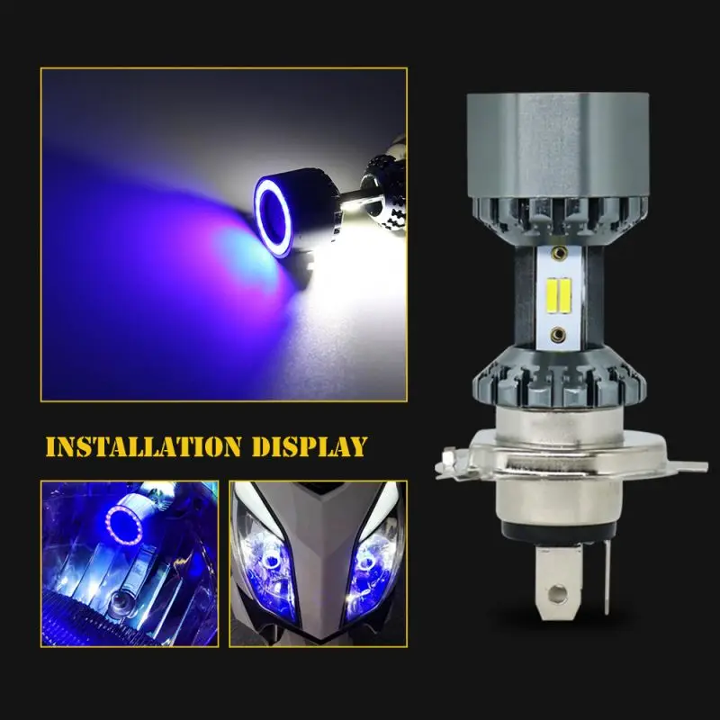 Angel Eye Blue High Bight Auto Projector DRL Driving Light White Car H4 Headlight Lights Bulbs Led