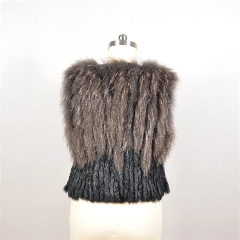 New Arrival Hot Selling Plush Raccoon Fur Real Soft Rabbit Fur Short Warm Fur Vest Women Factory Price
