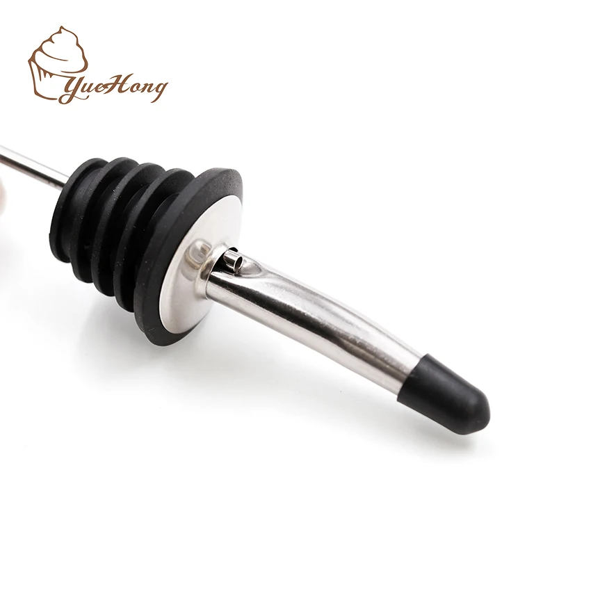 Liquor Bottle Pourers-Food Grade Stainless Steel Wine Pourer Spouts with a brush