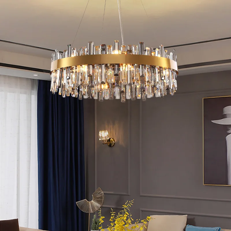 Zeal Lighting Contemporary gold pendant lighting fixtures led ceiling k9 crystal modern chandeliers