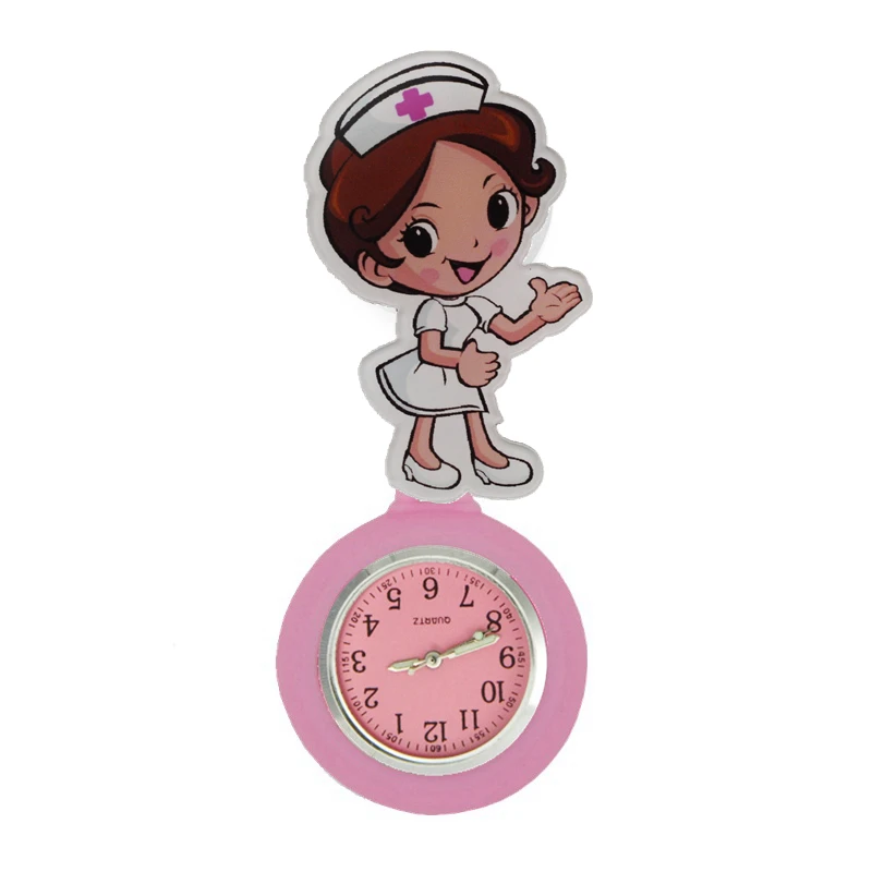 Warm welcome polite cartoon nurse doctor women ladies female pocket watches hospital Stretchable hang badge medical gift watch