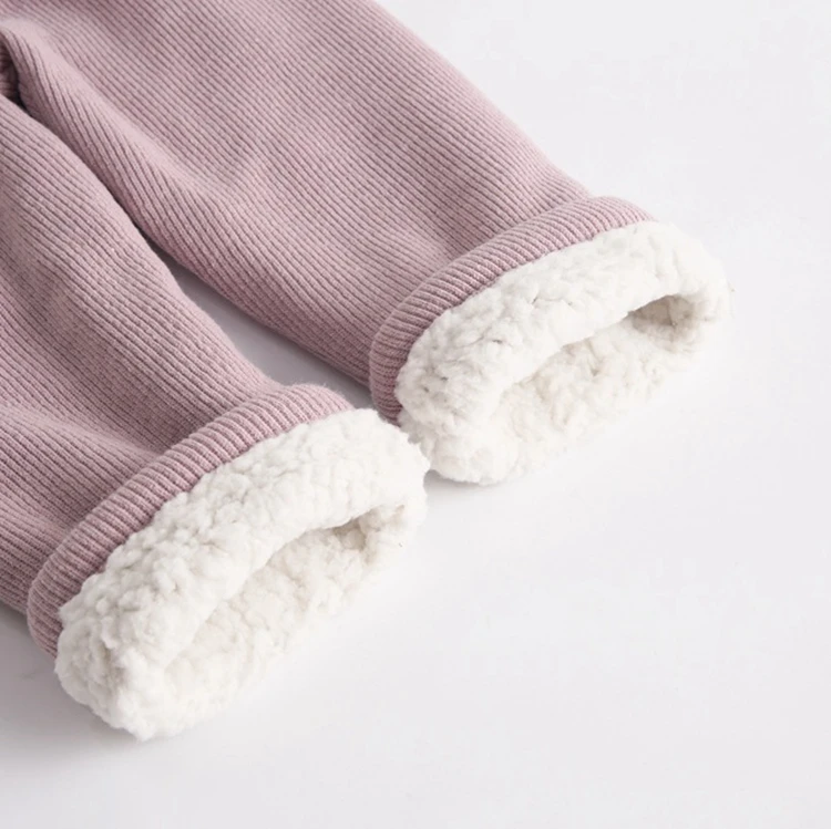 Cute Rabbit ear warm corduroy thicken plain winter velvet girl clothing set children clothes