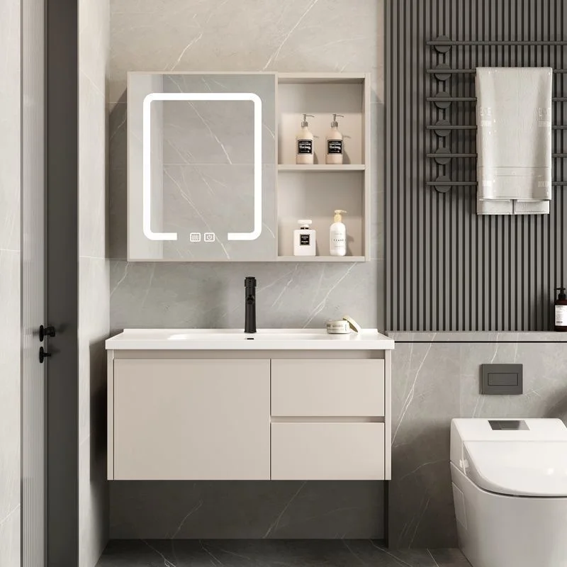 2024 New Style Free Design Customized Floating Unique Elegant Wood Bathroom Vanity And Cabinet Set Light Fixtures Storage Unit