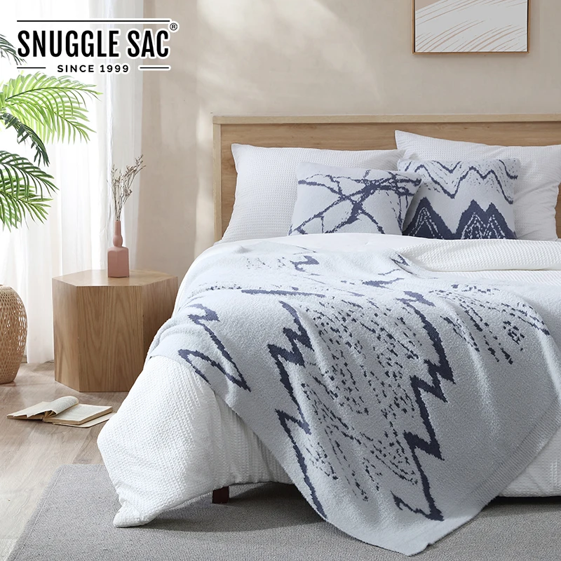 
Snuggle Sac Air Feel Double Sided Sofa Blanket Throw Knit Blanket Travel Blanket 