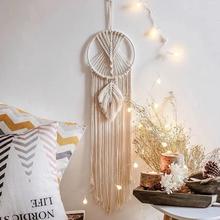 Macrame Dream Catcher Boho Home Decor Moon Ramadan Decoration Macrame Wall Hanging Baby Nordic Room Decoration Kids Nursery