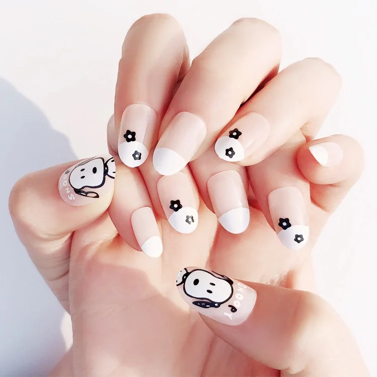 S series S120 artifical fake nails pink short Poached Egg press on false nails back glue pre design wearing removal fake nails