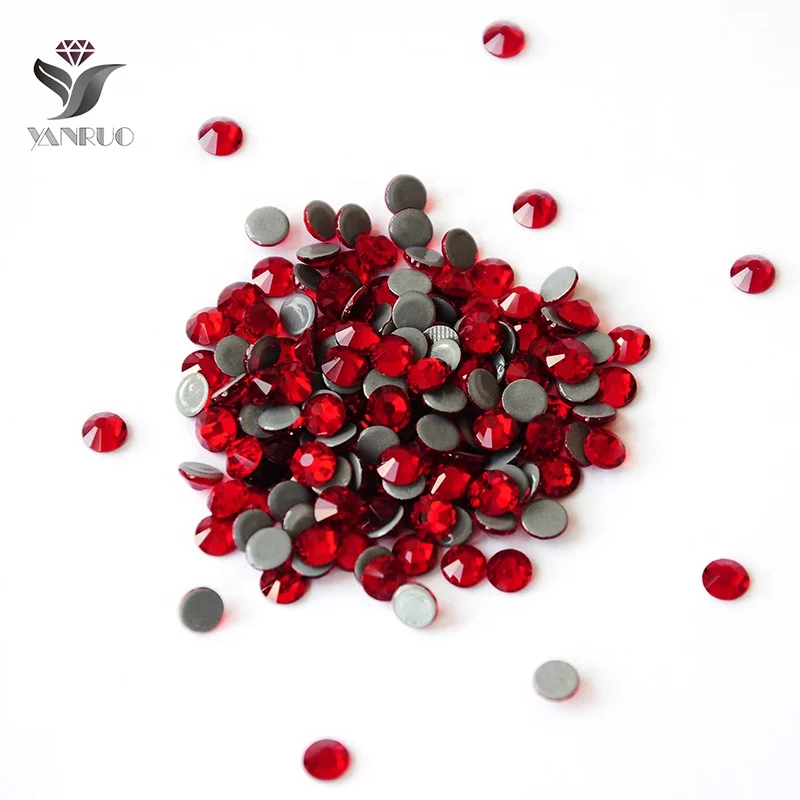 High Quality Wholesale Flat Back Iron On Crystal Red Siam Rhinestone Hotfix Crystal Strass For Garments