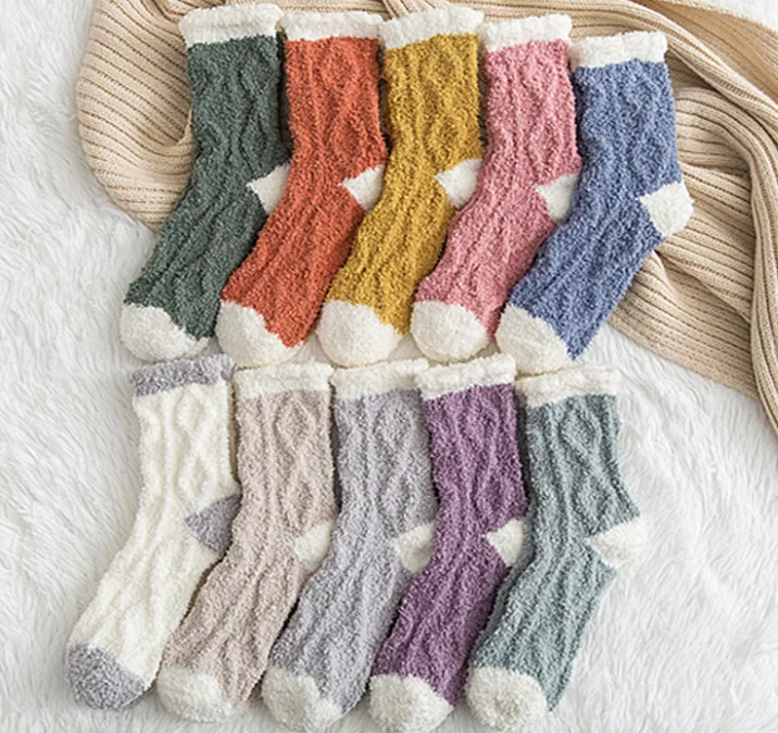 fluffy socks one size polyester custom logo animal cat paw winter ladies cosy crew fuzzy socks