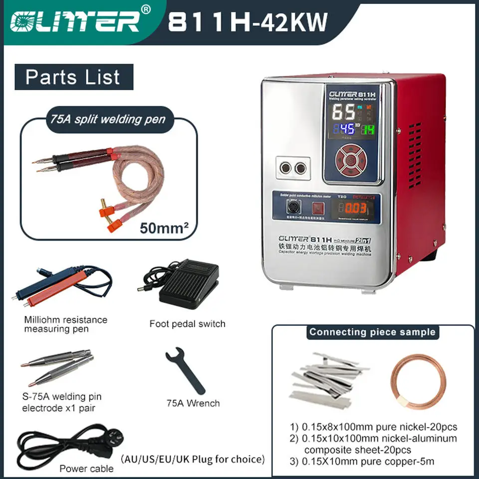 Glitter 811H 36KW/42KW 700A Spot Welder Aluminum To Copper /Nickle Battery Spot Welding Machine For Iron Lithium Battery