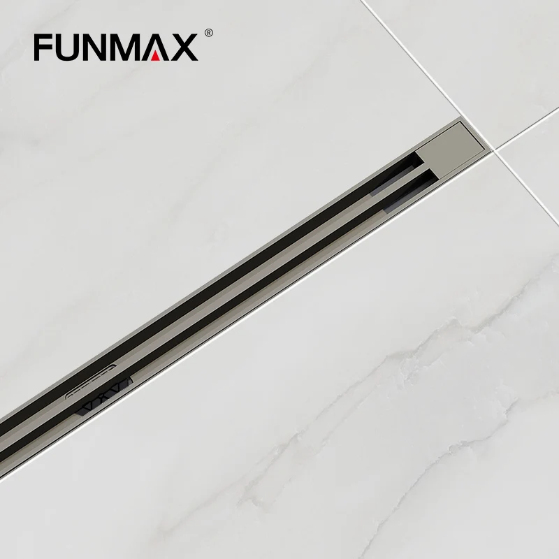 Customization Watermark Sus 304 Tile Insert Stainless Steel Linear Rectangular Long Shower Floor Drain