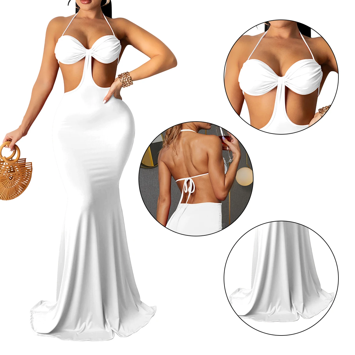 Summer womens sexy clothing halter hollow out backless evening gowns for women dress long