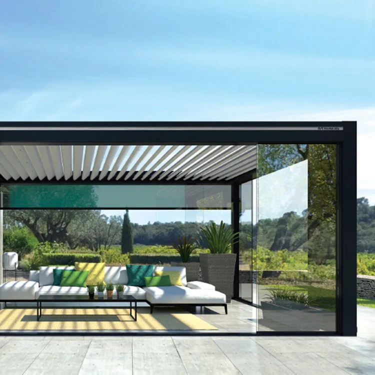 All Season Gazebo Garden Electric Aluminium Pergola Modern Pavilion Aluminium Outdoor Louver Pergola Canopy Motorized