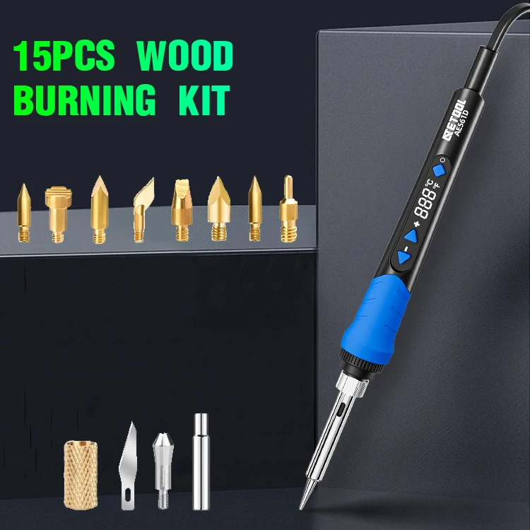 Professional DIY Wood Burning Kit with Pyrography Pen, Adjustable Temp, Ideal for Crafts & Leather Art