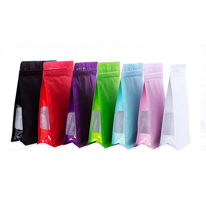 Dried food moisture proof matte finish flat bottom packaging bags with visible window
