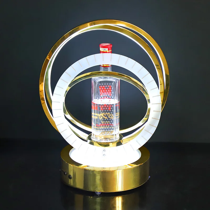 New metal ring wine seat LED white liquor Holder Display racks bottles Presenter wine Decoration Glorifier for Bar KTV