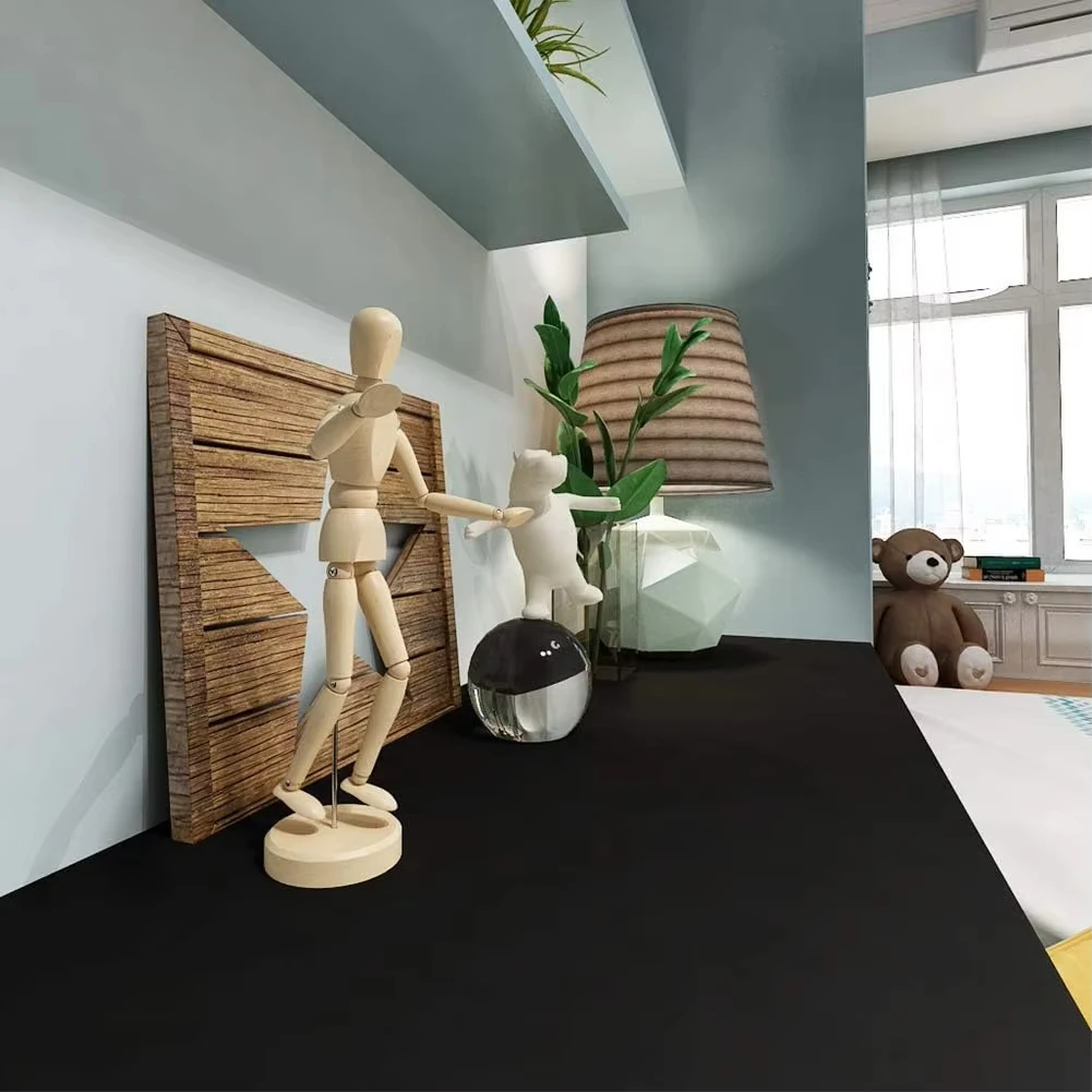 Matte Black Contact Paper Peel and Stick Kitchen Vinyl Wrap Self Adhesive Solid Wall Wallpaper for Living Room
