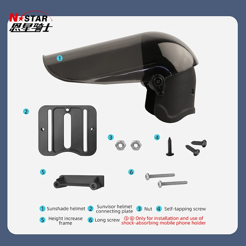 Nstar Motorcycle Rain and Sunshade Helmet Bracket with Shock-Absorbing Mobile Phone Holder Anti-Reflection Extended Coverage