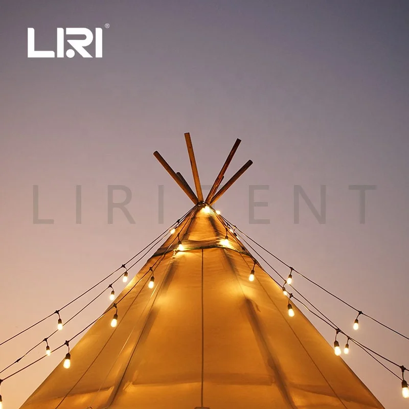 Large Waterproof Wood Canvas Tipi Event Camping Teepee Tent with Inner