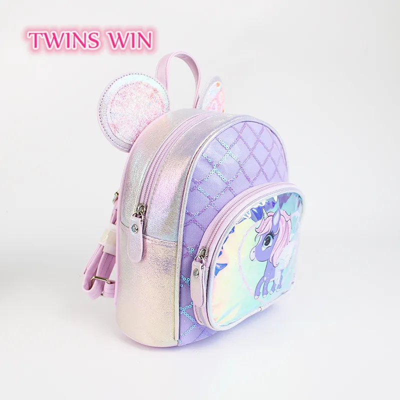 Cartoon princess girls fashion children backpack new design sequin unicorn backpack with cute ears Sbag076