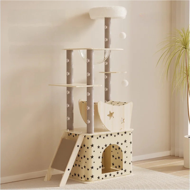 Factory Modern Large Big Space Capsule Climbing Scratch White Sisal Rope Pet Scratcher Wood Condo Furniture Tower Cat Tree