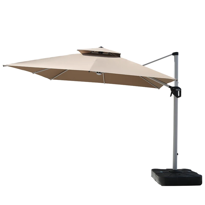 Factory wholesale outdoor sunshade umbrella with light four-color optional  Roman parasol rotate 360 degrees medium-sized